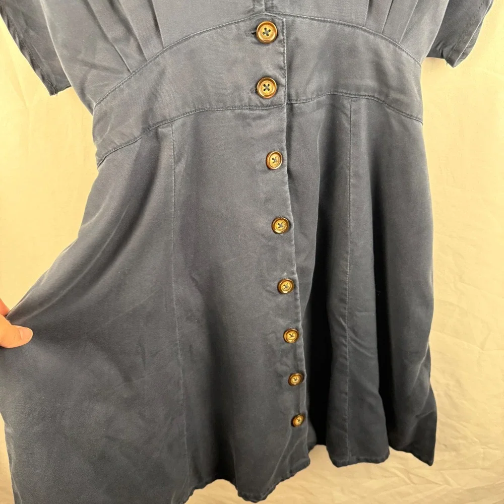 Quince Vintage Wash Button Front A-Line Mini Dress XL Pockets Casual Summer - Picture 6 of 10